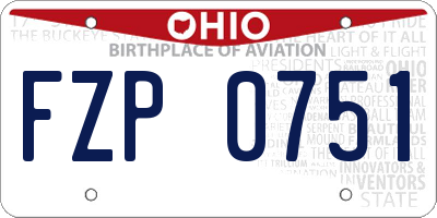 OH license plate FZP0751