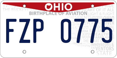 OH license plate FZP0775