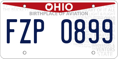 OH license plate FZP0899