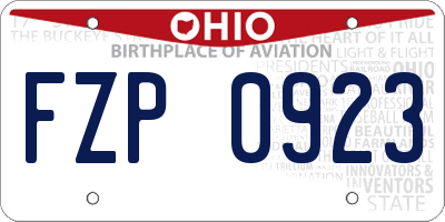 OH license plate FZP0923