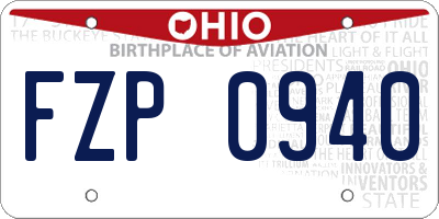 OH license plate FZP0940