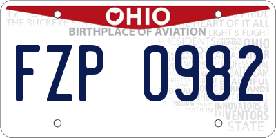 OH license plate FZP0982