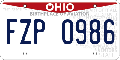 OH license plate FZP0986