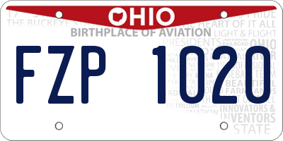 OH license plate FZP1020