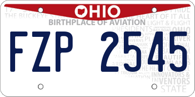 OH license plate FZP2545