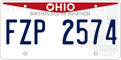 OH license plate FZP2574