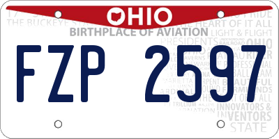 OH license plate FZP2597