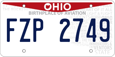OH license plate FZP2749