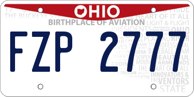 OH license plate FZP2777