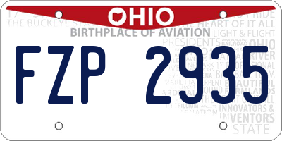 OH license plate FZP2935