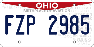 OH license plate FZP2985