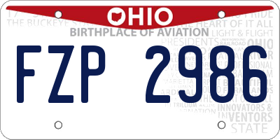 OH license plate FZP2986