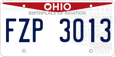 OH license plate FZP3013