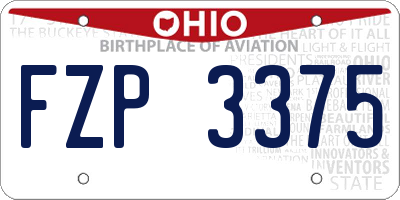 OH license plate FZP3375