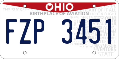 OH license plate FZP3451