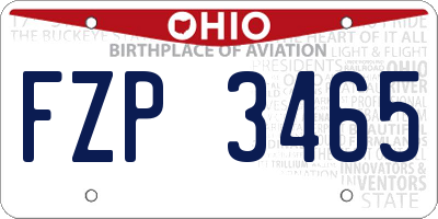 OH license plate FZP3465