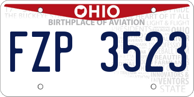 OH license plate FZP3523