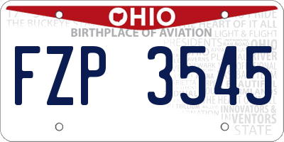 OH license plate FZP3545