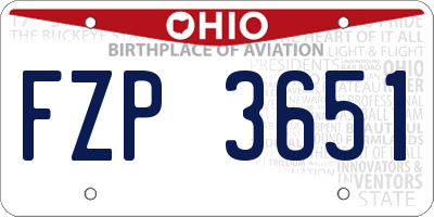OH license plate FZP3651