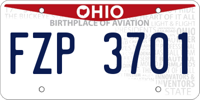 OH license plate FZP3701