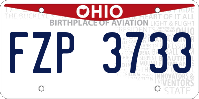 OH license plate FZP3733