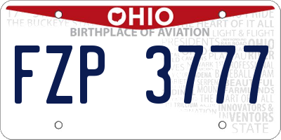 OH license plate FZP3777