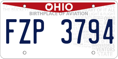 OH license plate FZP3794