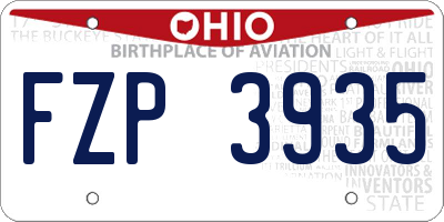 OH license plate FZP3935