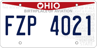 OH license plate FZP4021