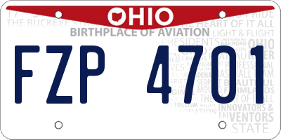 OH license plate FZP4701