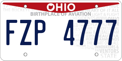 OH license plate FZP4777