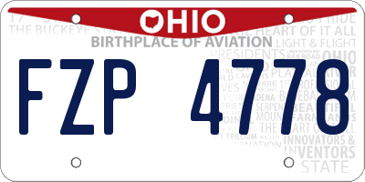 OH license plate FZP4778