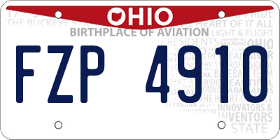 OH license plate FZP4910