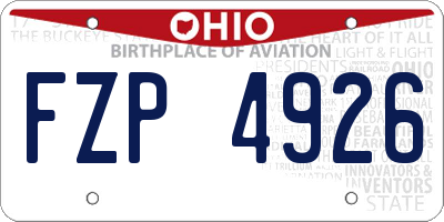 OH license plate FZP4926