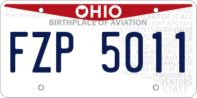 OH license plate FZP5011