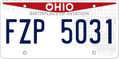 OH license plate FZP5031