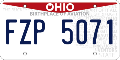 OH license plate FZP5071