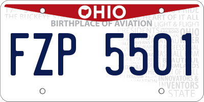 OH license plate FZP5501