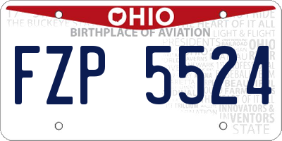 OH license plate FZP5524