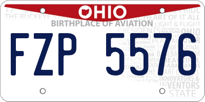 OH license plate FZP5576