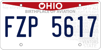 OH license plate FZP5617