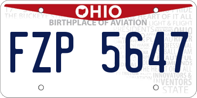 OH license plate FZP5647