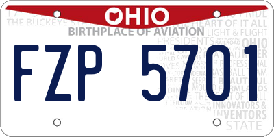 OH license plate FZP5701