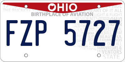 OH license plate FZP5727