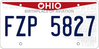 OH license plate FZP5827