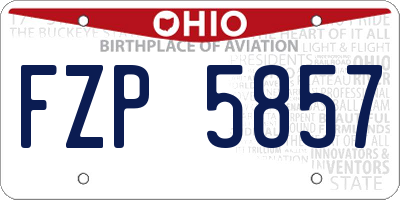 OH license plate FZP5857