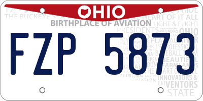 OH license plate FZP5873