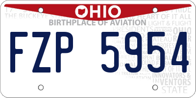 OH license plate FZP5954