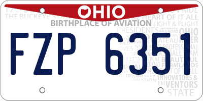 OH license plate FZP6351