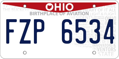 OH license plate FZP6534